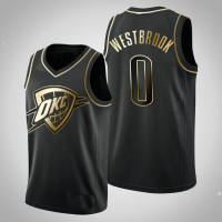Oklahoma City Thunder Russell Westbrook #0 Black Jersey - Golden Edition Oklahoma City Thunder Russell Westbrook #0 Black Jersey - Golden Edition
